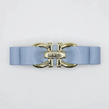Valentina Faux Leather Barrette Clip Pale Blue